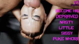 Sloppy Sissy Humiliation Gagging Deepthroat Caption GIF