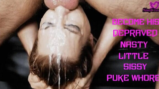 Sloppy Sissy Humiliation Gagging Deepthroat Caption GIF