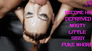 Sloppy Sissy Humiliation Gagging Deepthroat Caption GIF