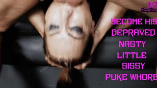 Sloppy Sissy Humiliation Gagging Deepthroat Caption GIF