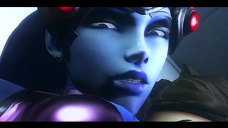 Widowmaker выпила для храбрости и трахнула Tracer в аниме порно