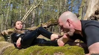 Outdoor Mistress Lena Goddess Gagging Foot Worship Foot Licking Foot Fetish Femdom Feet Licking Feet Fetish GIF