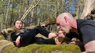 Outdoor Mistress Lena Goddess Gagging Foot Worship Foot Licking Foot Fetish Femdom Feet Licking Feet Fetish GIF