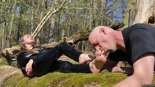 Outdoor Mistress Lena Goddess Gagging Foot Worship Foot Licking Foot Fetish Femdom Feet Licking Feet Fetish GIF