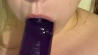 Spit Huge Dildo Dildo Deepthroat Blowjob GIF