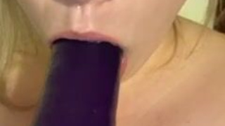 Spit Huge Dildo Dildo Deepthroat Blowjob GIF