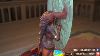 Горячая Symmetra из Overwatch сосет хуй демона и глотает спемру