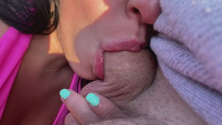 Real Couple Public Outdoor Deepthroat Blowjob Balls Sucking Balls Amateur GIF