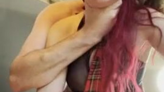 Schoolgirl Redhead Real Couple Pigtails Pain Hardcore Gagged Forced Face Slapping Couple Choking BDSM Anal Amateur GIF