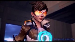 D.Va и Tracer по очереди трахаются с другим персонажем из ОверВотч