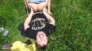 Flexi and beauty brunette teen is having deep fuck outdoors