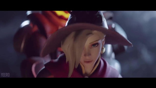 Развратница Mercy ради новых ощущений трахается на кладбище на Хэллоуин