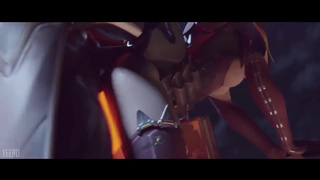 Развратница Mercy ради новых ощущений трахается на кладбище на Хэллоуин