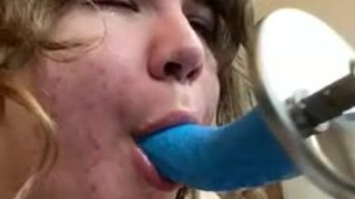 Throat Fuck Spit Fucking Machine Dildo Deepthroat Chubby Blonde BBW GIF